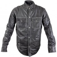 AI-90001 Leather Shirt with Vintage Big Buttons